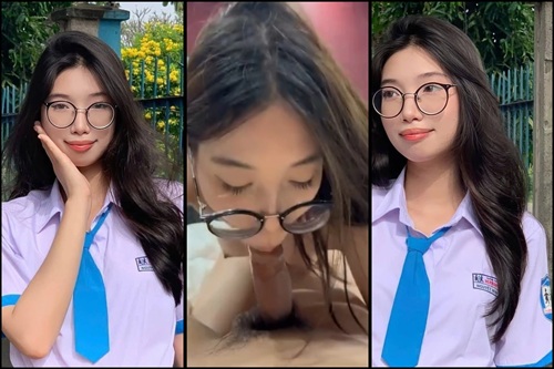 Hoàng Thanh Vy nữ sinh C3 Hùng Vương kính cận non tơ